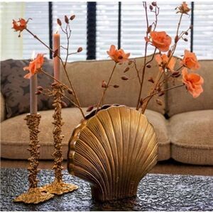 MCM OROA Gold Seashell Vase / New